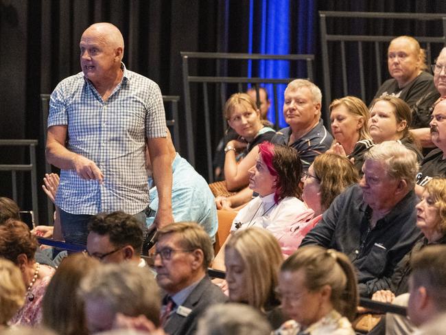 Brendan Long attempts to ask a question at the Toowoomba Community Safety Forum last week. Picture: Kevin Farmer.