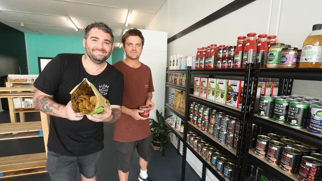 Brett Page and James Denney (R) when Vegan Aisle opened up last year. Photo by Richard Gosling