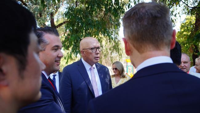 Leader of the opposition Peter Dutton in Melbourne at the Asian Business Association of Whitehorse Lunar New Year Festival and Parade. Picture: NewsWire / Luis Enrique Ascui