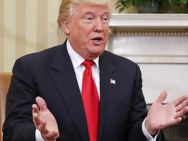 President-elect Donald Trump speaks during his meeting with President Barack Obama in the Oval Office of the White House in Washington, Thursday, Nov. 10, 2016. (AP Photo/Pablo Martinez Monsivais)