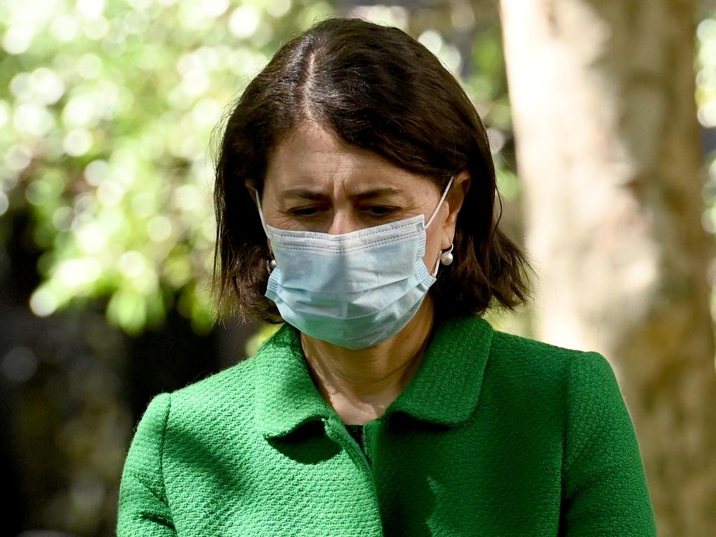 NSW Premier Gladys Berejiklian has committed to begin reopening when the state hits its 70 per cent double dose target. Picture: NCA NewsWire/Jeremy Piper