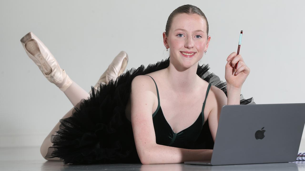 More parents are choosing online school, and for Miller Phillips with her 35+ hours of ballet practise every week - she doesn't think she has any other option. Picture: Alan Barber