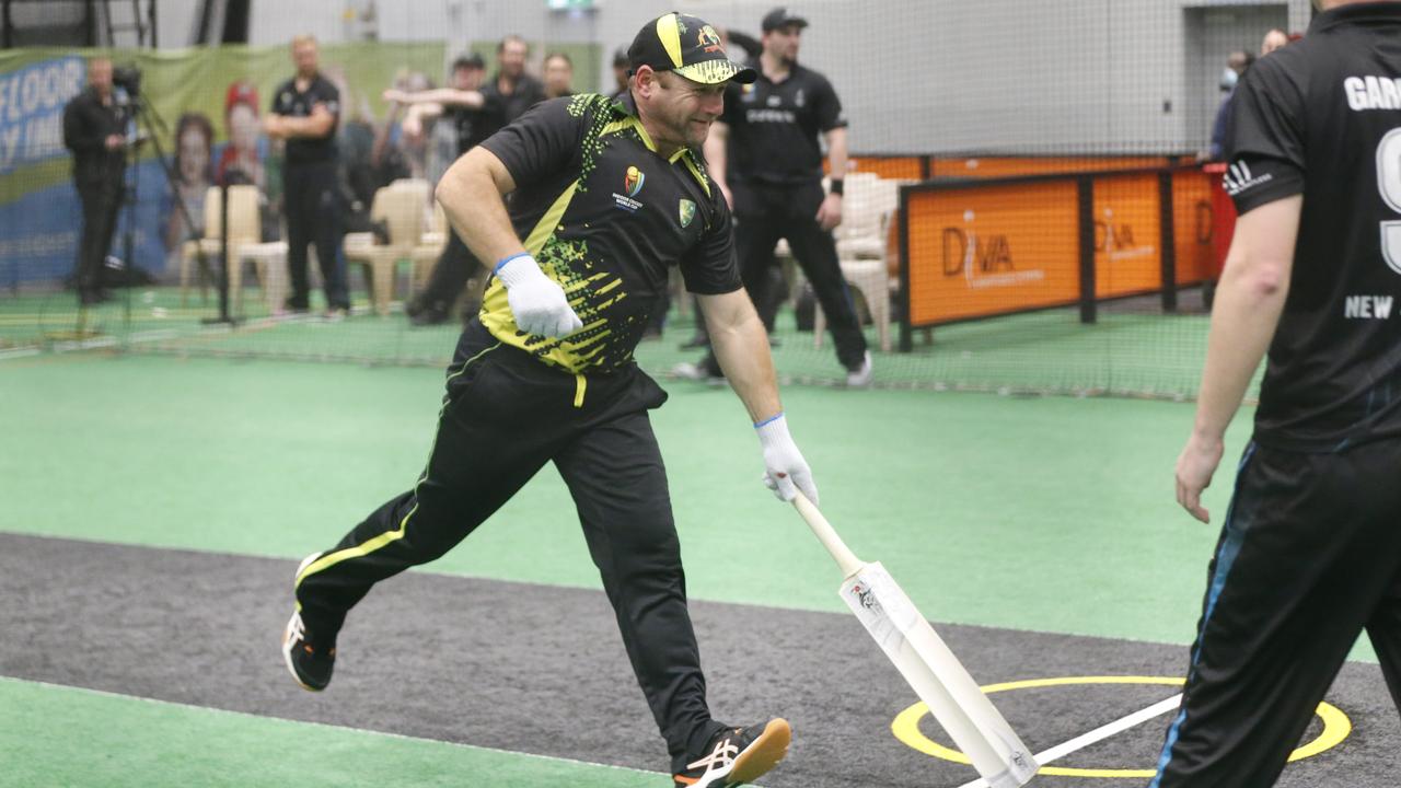 Lyle Teske batting for Australia in the Indoor Cricket World Cup. . Picture: Valeriu Campan