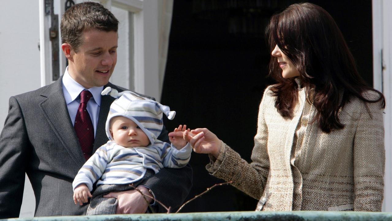 Prince Christian practices his royal wave on the balcony of Marselisborg Castle to celebrate the birthday of his grandmother. Picture: Julian Parker/UK Press/Getty Images