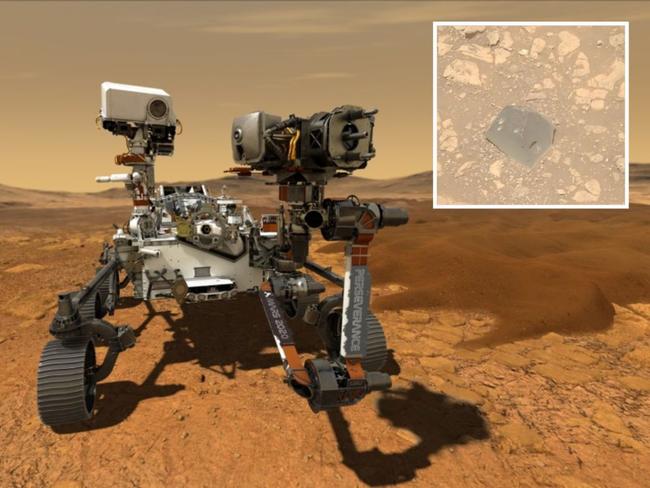 NASA’s Perseverance rover spotted a mysterious rock dubbed “Skull Hill” on Mars on April 11. NASA/AFP via Getty Images