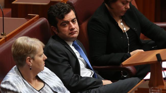 Senator Sam Dastyari in the Senate Chamber, at Parliament House in Canberra. Picture: Kym Smith