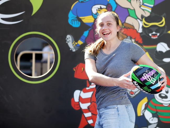 Broncos supporter Tayla Sissons, 20, at the NRL Magic Round Brisbane Welcome at King George Square. Pics Tara Croser.