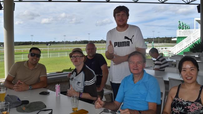 Edward Sulivan, Pro-Ru Yu, John, Guy Williamson and Wayne Cressy at the Sunshine Coast Races on April 7, 2024.