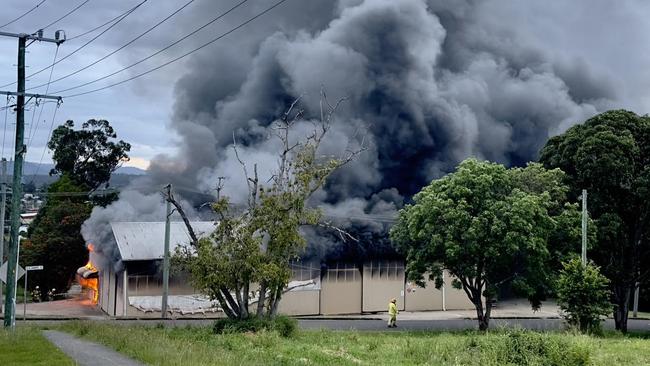 Smoke billowing from the fire in Gympie on Sunday, November 20. Picture: Supplied by Gympie the real treasure is the town (Facebook).