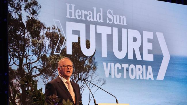 Future Vic Conference by the Herald Sun at Crown Promenade.PM Anthony Albanese address the VIP guests.                                                           Picture: David Caird