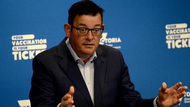 Premier Daniel Andrews ruled out ending the unvaccinated economy if Victoria hit 90 per cent double doses. Picture: NCA NewsWire / Andrew Henshaw