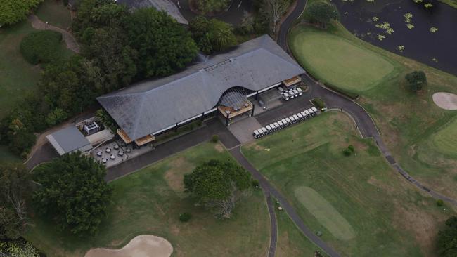 A 2017 aerial view of the golf course and clubhouse at the Palmer Coolum Resort on the Sunshine Coast. Picture: Lachie Millard