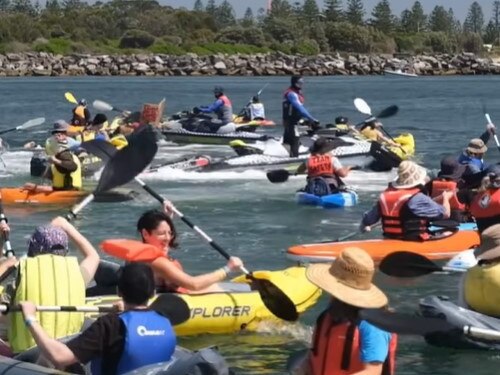 Police on jetskis were tasked with arresting protesters. Picture: Facebook