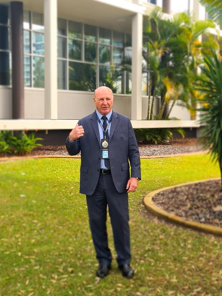 Detective Senior Sergeant of Sunshine Coast Criminal Investigation Branch Daren Edwards addressed the media outside the Maroochydore police station this morning regarding the arrest of a man for armed robbery and dangerous driving offences.