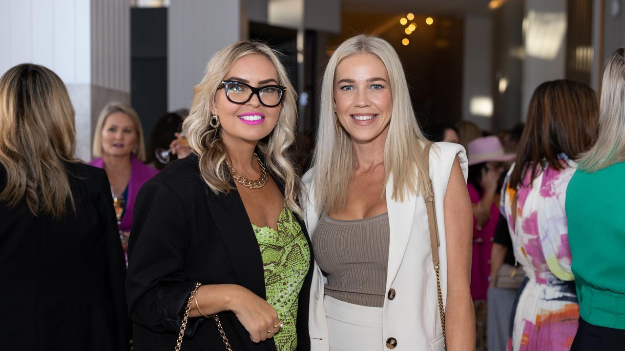 Lauren Doogan and Ashley Hankin at Fuelled by Fashion Porsche luncheon at the Langham Hotel Gold Coast. Photo: Celeste Humphrey