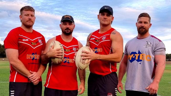 Kawana Dolphins rugby league players Sam Wright, Devlin Long, Dakota Tolhurst and Travis Long.