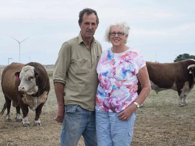 Tony and Karen Altschwager on their sheep and cattle. Farmers concerned about fracking and gas extraction in the south east. State Government's power plan and idea to give 10 per cent of royalties to landowners and farmers for any underground gas sold from property is unlikely to change anyone's minds.