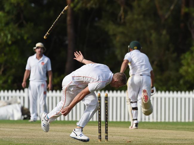 Kookaburra Cup cricket - Southport Labrador vs. Runaway Bay at Morrie Glasman Oval in Arundel. Matt Madeley Runaway Bay bowler attempted stumping. Picture: Lawrence Pinder