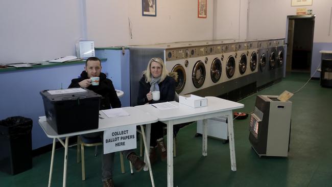 Cast your vote ... and do your washing while you’re at it at the Ace Laundrette in Oxford. Picture: AP