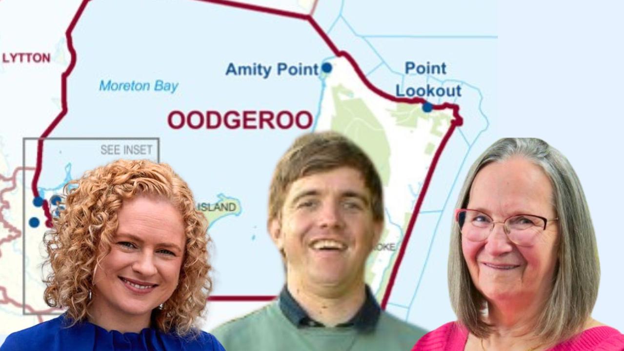 Announced Oodgeroo candidates, Amanda Stoker (LNP); Callen Sorensen Karklis (Greens); Irene Henley (ALP).