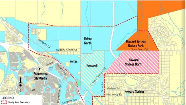 The proposed plans for 'Greater Holtze', which could one day hold up to 11,000 dwellings. Picture: NT Planning Commission