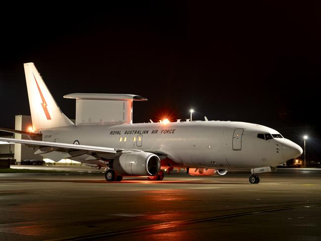 A Royal Australian Air Force E-7A Wedgetail prior to a flight during Operation Kudu in Germany. *** Local Caption *** The Australian Defence Force (ADF) has deployed a Royal Australian Air Force E-7A Wedgetail Airborne Early Warning and Control (AEW&C) aircraft to Germany to help protect a vital gateway of international humanitarian and military assistance to Ukraine.  Deployed under Operation KUDU, the E-7A Wedgetail will integrate with the efforts of our partners, including the United States, and support the multi-layered protections in place for assistance into Ukraine.  The aircraft will provide early warning in the event of any threats outside of Ukraine against the gateway for humanitarian and military assistance. The deployment includes up to 100 crew and support personnel.  ADF personnel or assets will not enter Ukraine throughout the six-month deployment and the aircraft is not involved in the current conflict in Ukraine. The E-7A will operate outside of Russian, Belarusian and Ukrainian airspace.