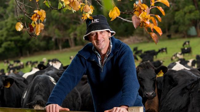 Rob Frampton at his farm at Gawler, Tasmania. Picture: Phillip Biggs