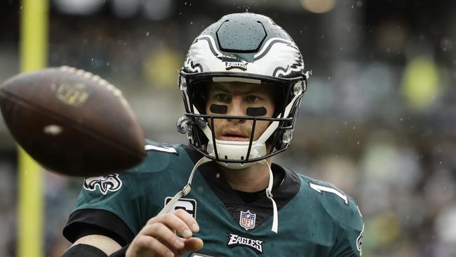 Philadelphia Eagles quarterback Carson Wentz will be better for the run after returning from an ACL injury. Picture: AP