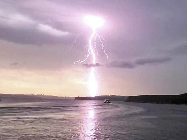 Lightning strikes captured on Sydney Harbour from Manly way. Picture: Instagram / @antonstbar