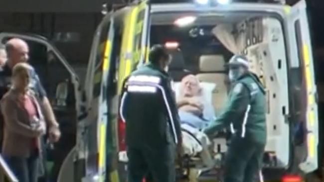 Sergeant Michael Hutchinson was taken to Flinders Medical Centre with non-life threatening injuries. Picture: 7NEWS