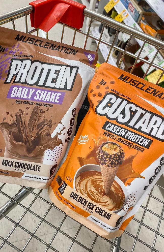 But it’s their ‘Golden Ice Cream’ flavoured Casein Protein (right) that’s been the biggest hit. Picture: TikTok/themacrofoodblogger