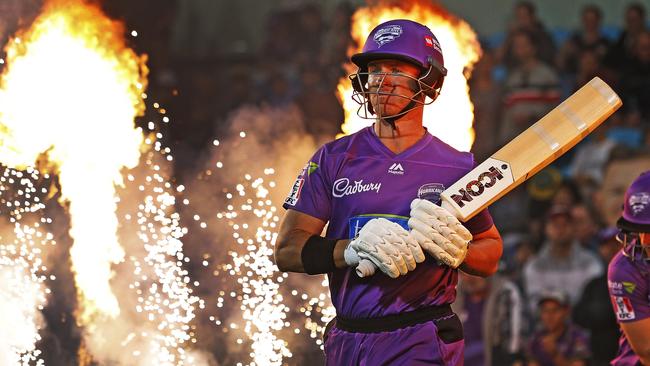 D'Arcy Short walks out to bat in the BBL|09 elimination final. Next summer’s Big Bash could take place behind closed doors. Picture: Zak Simmonds