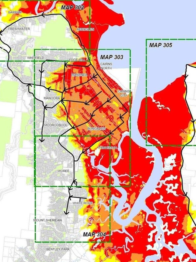 Residents living in red zone suburbs are urged to prepare in case of immediate evacuation. Residents living in orange and yellow zones are also advised make preparations to leave.