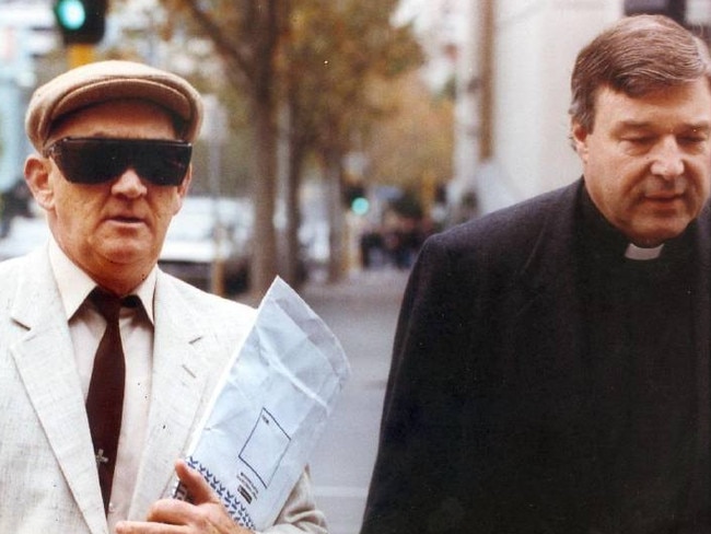 George Pell with Father Gerald Ridsdale outside court, on 15 August 1993.