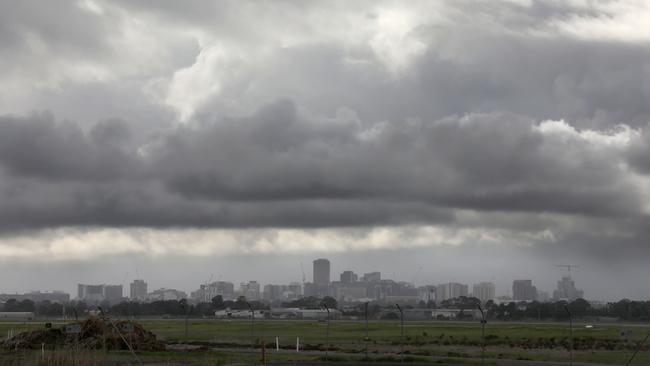 Rain clouds over the city.