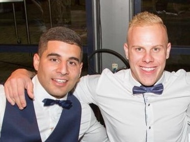 Steve Jadon and co-accused Matt Newall at Mr Jadon's wedding in 2015.Picture: Facebook