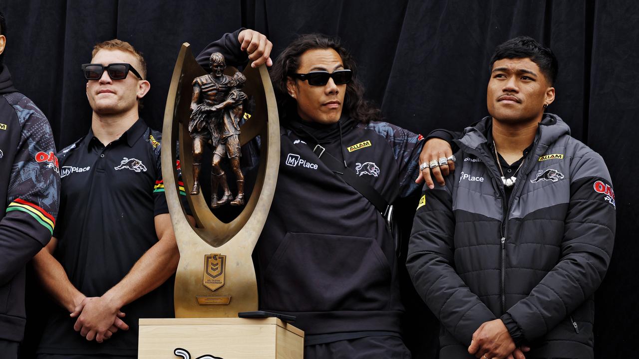 Jerome Luai enjoys a moment at the fan day. Picture: Sam Ruttyn