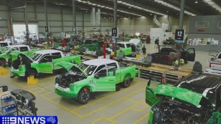 The Ford Lightning Electric Ute is now rolling out of a Brisbane factory. Picture: Nine