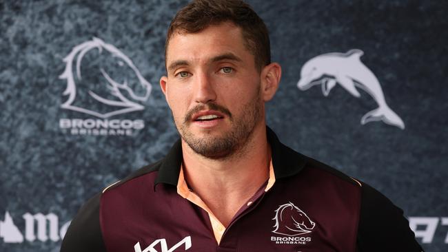 Corey Oates during a news conference at The Battle Luncheon, Brisbane. Picture: Liam Kidston