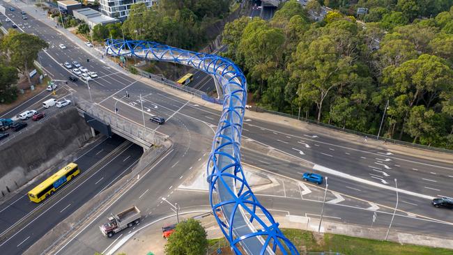 The 170-metre bridge which is now fully accessible to the public connects the Lachlan’s Line urban village to North Ryde metro station and surrounding business parks. Picture: Supplied