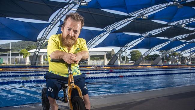 Paralympic swimmer Grant "Scooter" Patterson in Cairns before departing for competition in Portugal. Images by Brian Cassey