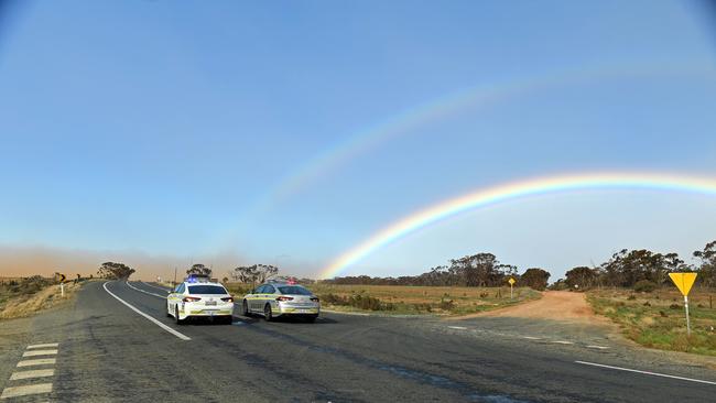 The dust storm hampered emergency services’ efforts to get near the scene. Picture: Tom Huntley