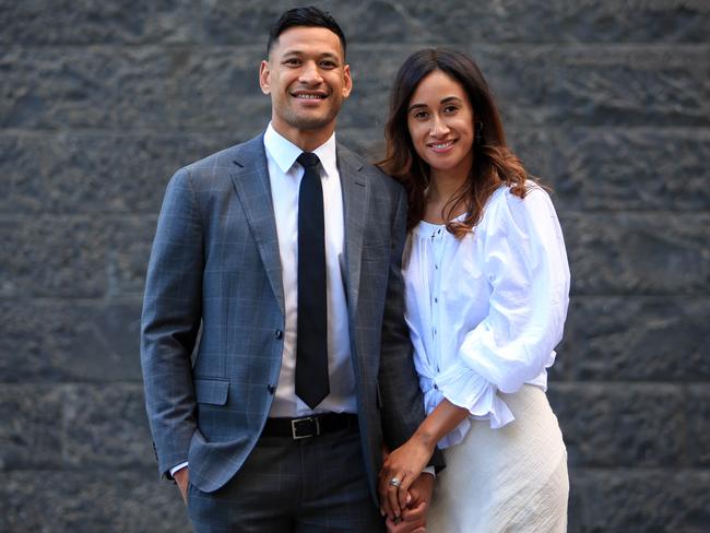 Israel Folau and his wife Maria. Picture: Aaron Francis