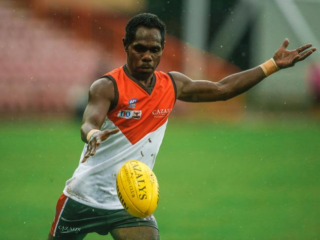 Tiwi Bombers’ Harley Puruntatameri will be pushing for success for his club side. Picture: Glenn Campbell