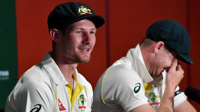 Cameron Bancroft (left) and Steve Smith. Photo: AAP