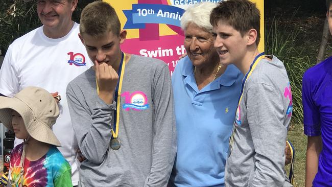 Will McHutchison, left, with Dawn Fraser, and Nicholas Parker