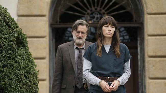 Bill Pullman as Harry Ambrose, Jessica Biel as Cora Tannetti in The Sinner. Picture: Peter Kramer