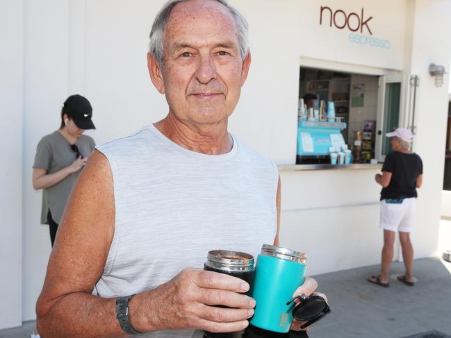 Long term regular Paul Collins has visited Nook at Burleigh five days a week since its early years. Picture: Glenn Hampson