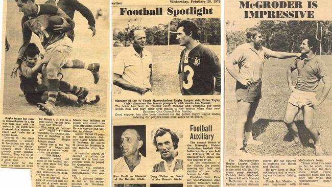 Old newspaper articles featuring the Maroochydore Swans rugby league club.