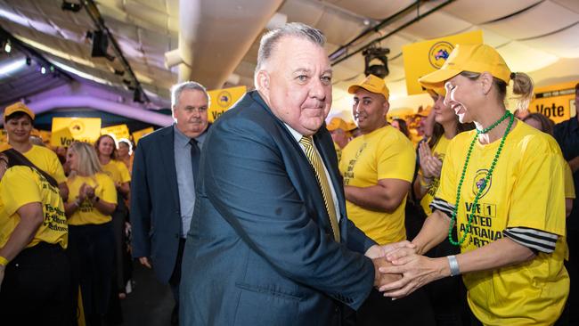 Clive Palmer and Craig Kelly address the crowd at the United Australia Party's National Launch at the Palmer Coolum Resort. Picture: Brad Fleet